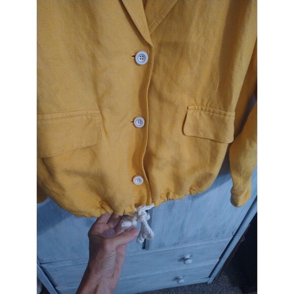 J. Jill  linen tie rope  jacket Yellow Boho Beachy Summer xs - Picture 4 of 9